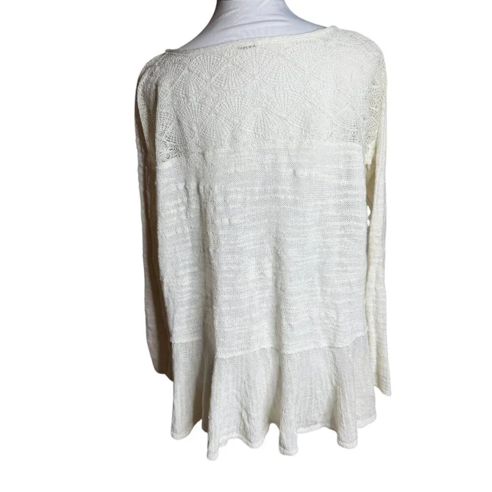 Free People Kristobel Embroidered Yoke ruffle top Eggshell small - Picture 4 of 10